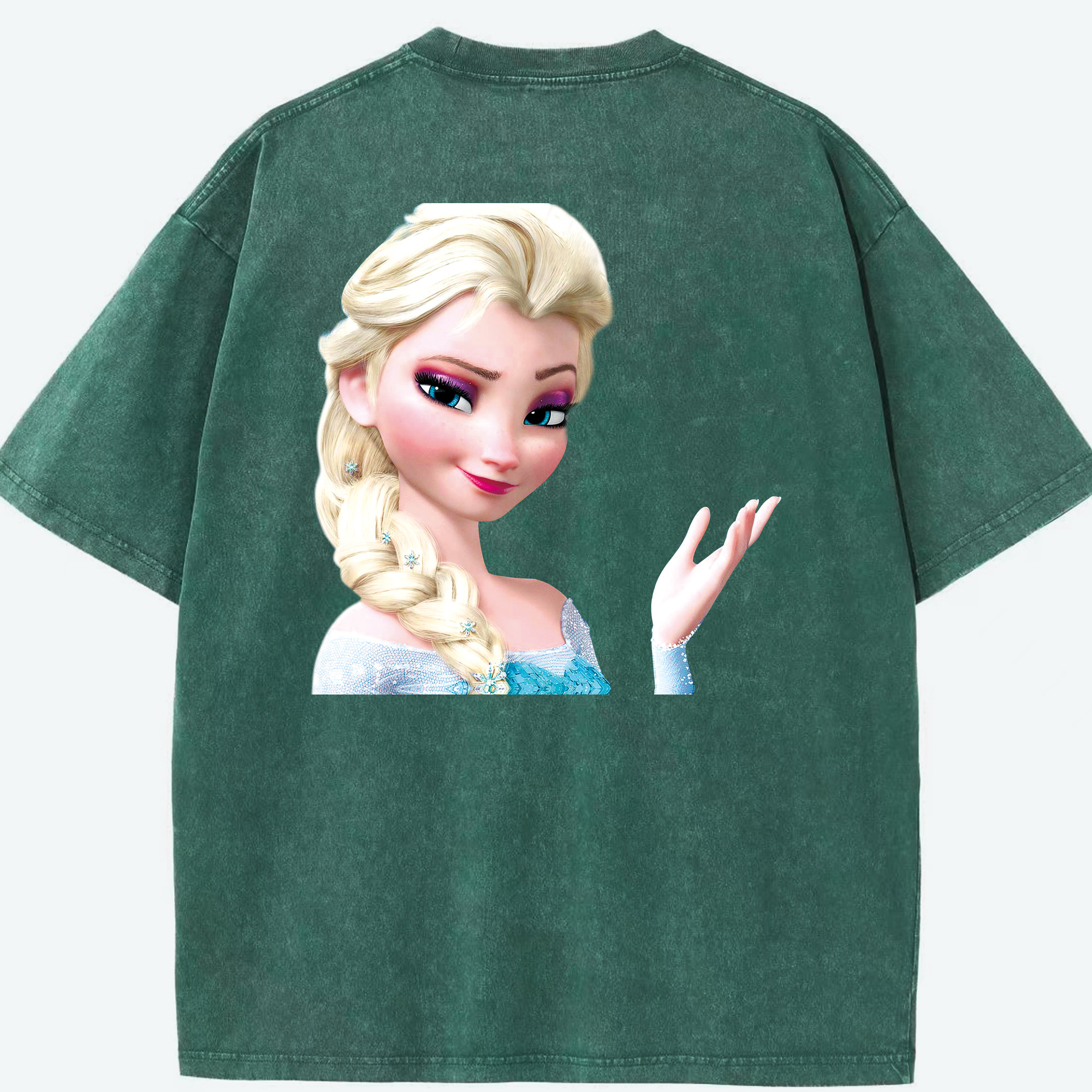 （画像用） アナと雪の女王 アンナ エルサ Frozen Anna Elsa 綿100% ヴィンテージ風 半袖Tシャツ（背面プリント）